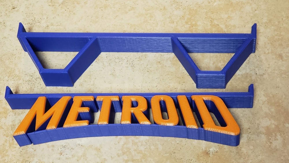 Original Wii Horizontal Display Stand with Metroid Text Logo 3D Printed