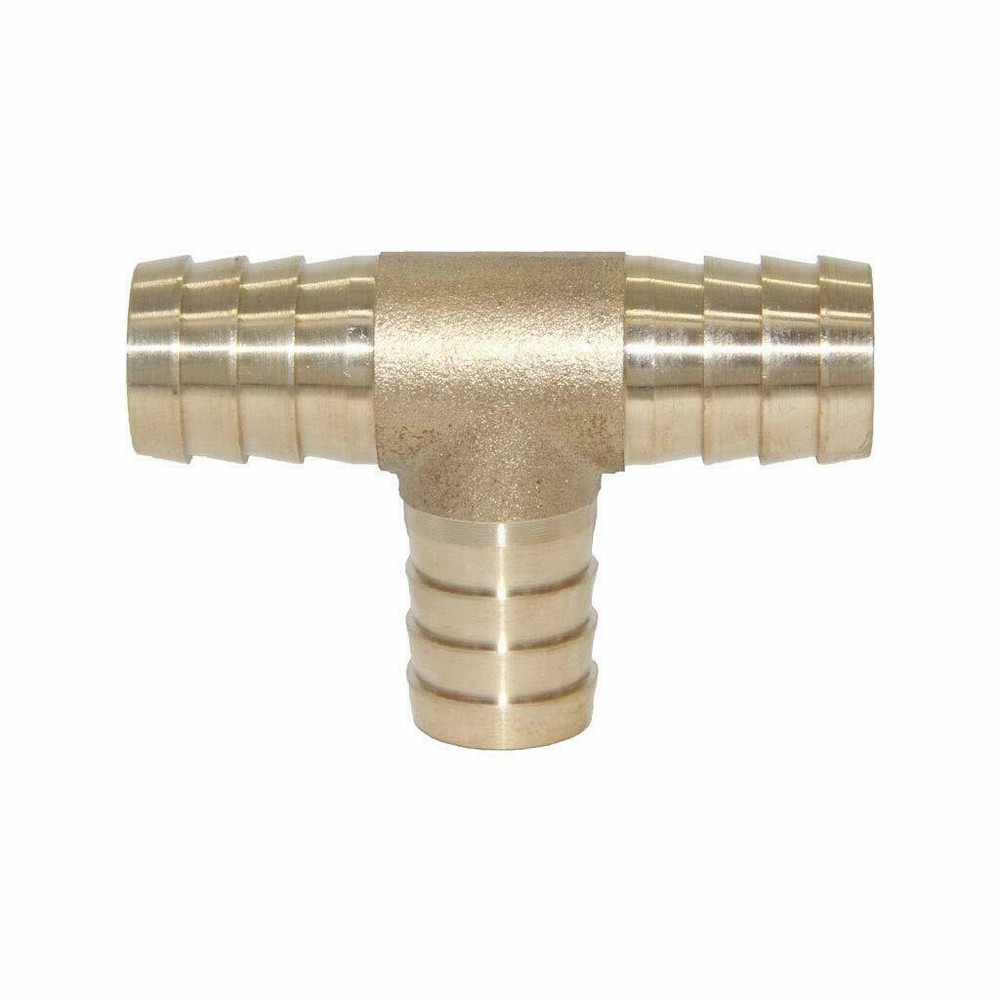 9/16"x1/2"x9/16" ID Hose Reducing Barb Tee Way Union Fitting Intersection Brass