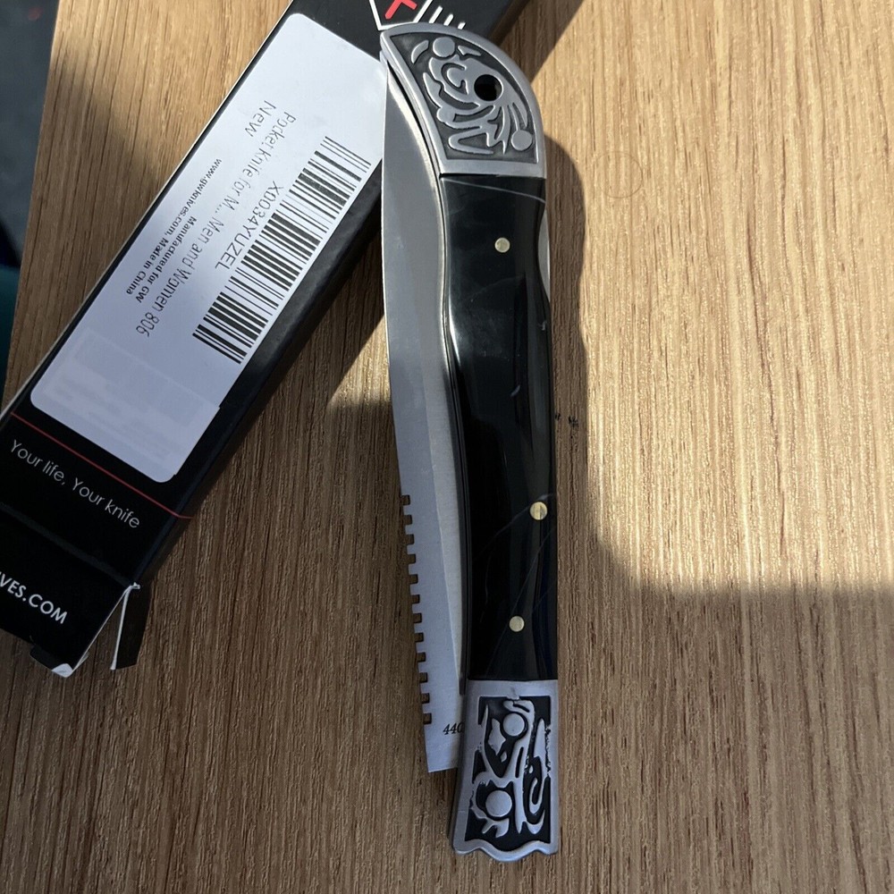 Pocket Folding Knife EDC Folding Knife Sharp Blade Knife Black Resin Handle NEW