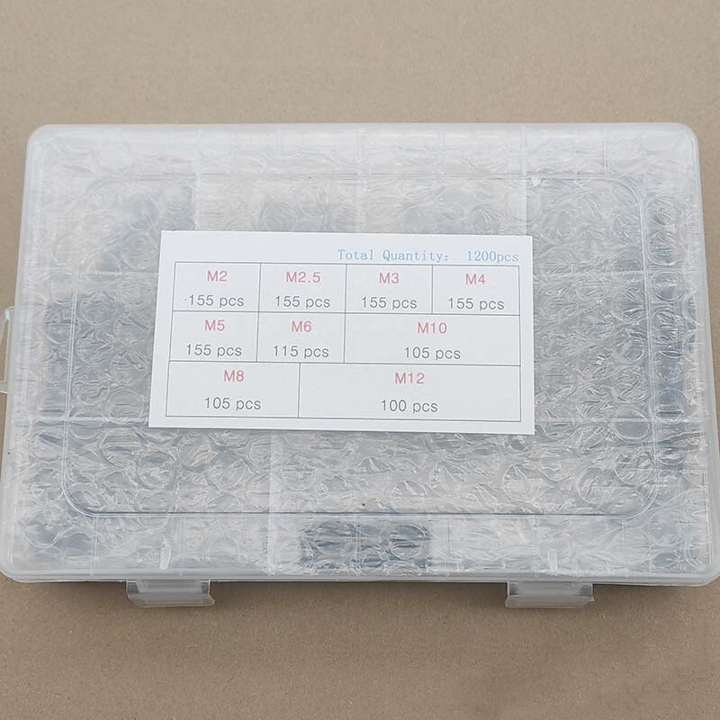 1200pcs White Nylon Flat Washers Assortment Kit Set