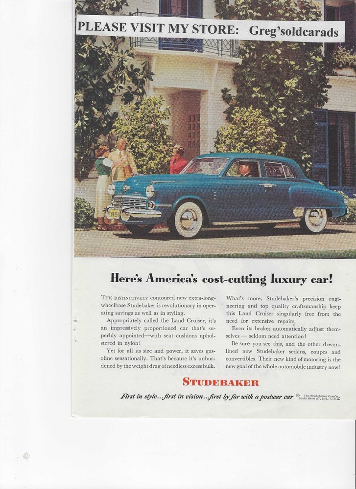 Original 1948 Studebaker Land Cruiser vintage print ad