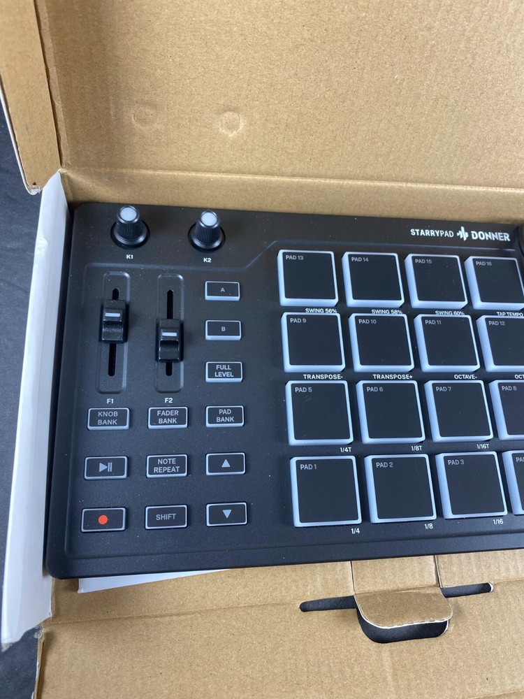 Donner MIDI Beat Maker, 16 Pads, 2 Faders, Music Software, USB MIDI Controller