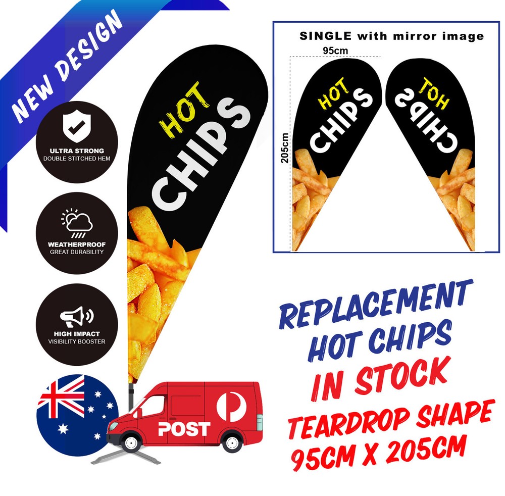 Hot Chips Teardrop Flag / Replacement Banner / Hot Chips Sign