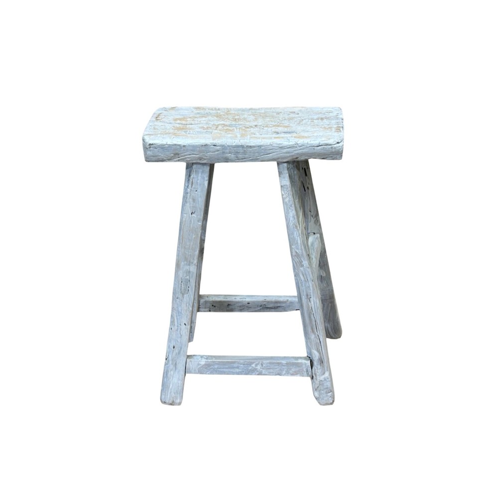Rustic Raw Rough Wood Grain Rectangle Slim Stool Bench Side Table ws4583