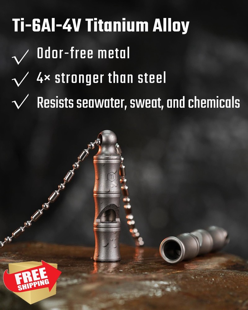 KeyUnity Titanium Emergency Whistle 120dB+ Ultra-Light Rustproof Survival