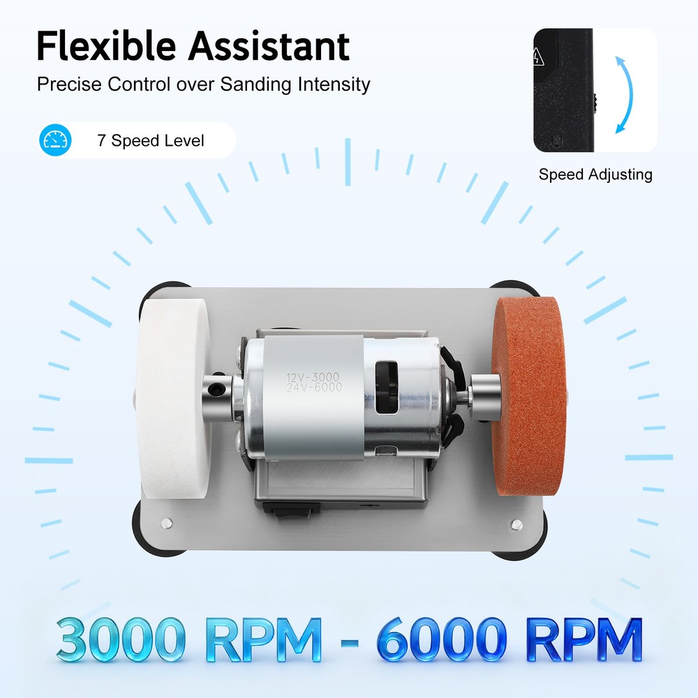 Electric Benchtop Grind Sander Adjustable Variable Speed Table Grinding Machine