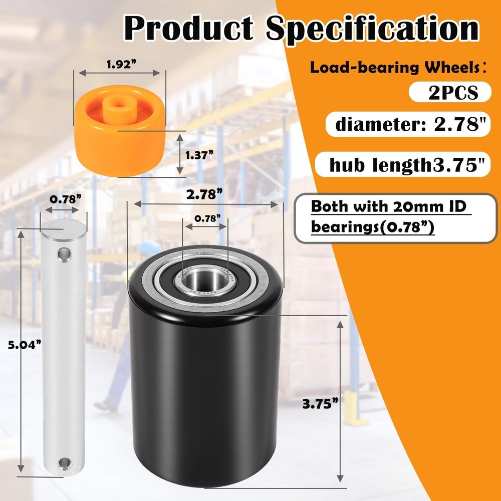 PTH50 Pallet Jack Front Load Wheels Replacement Kit for Crown PTH50 Pallet Jack