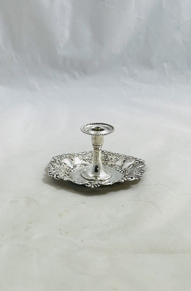 Antique Sterling Silver Repousse Chamberstick #433