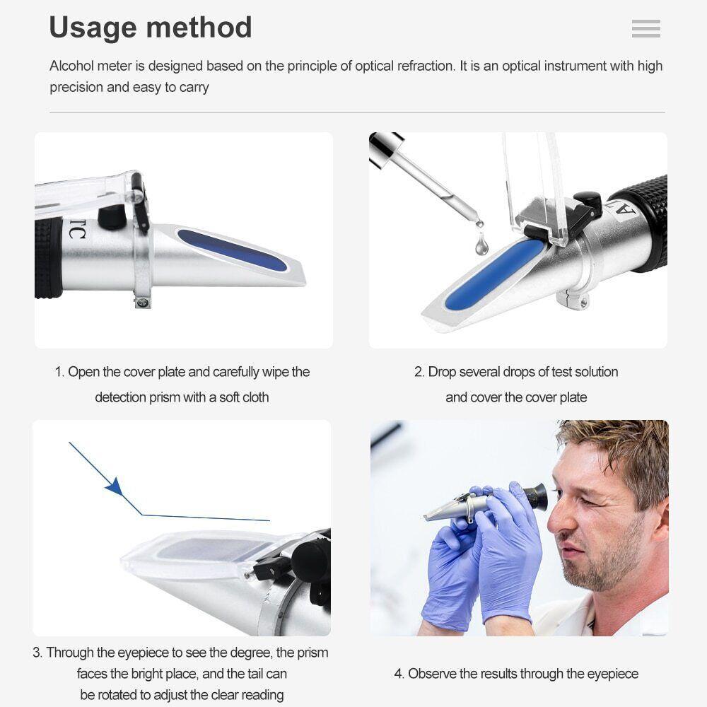 Alcohol Refractometer Handheld 0-80% Meter Alcoholometer Content Tester