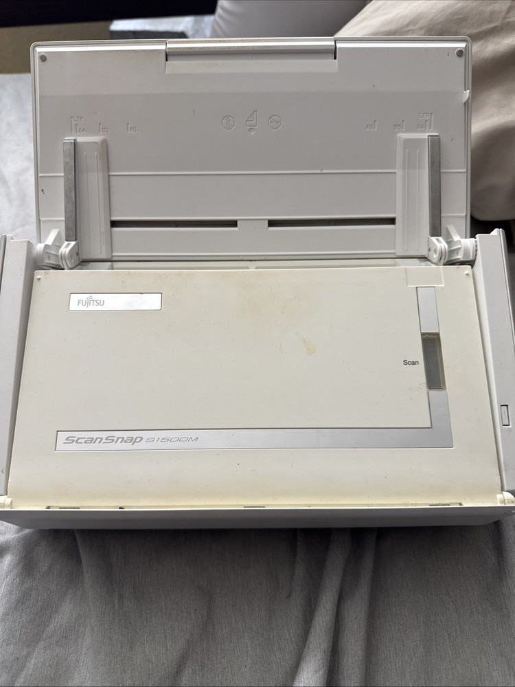 Fujitsu ScanScan S1500M Document Scanner — White — Worn Document Rollers — Parts