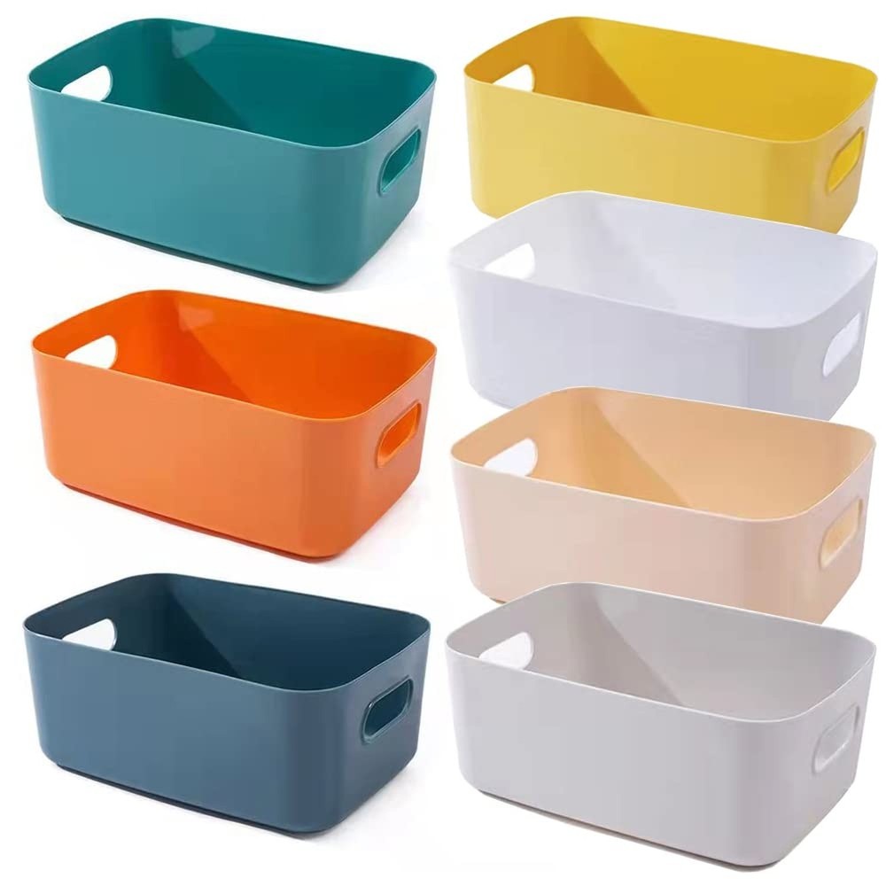 Small Plastic Baskets, Multiple Colour Pantry Organizer Bins Cupboard box wit...