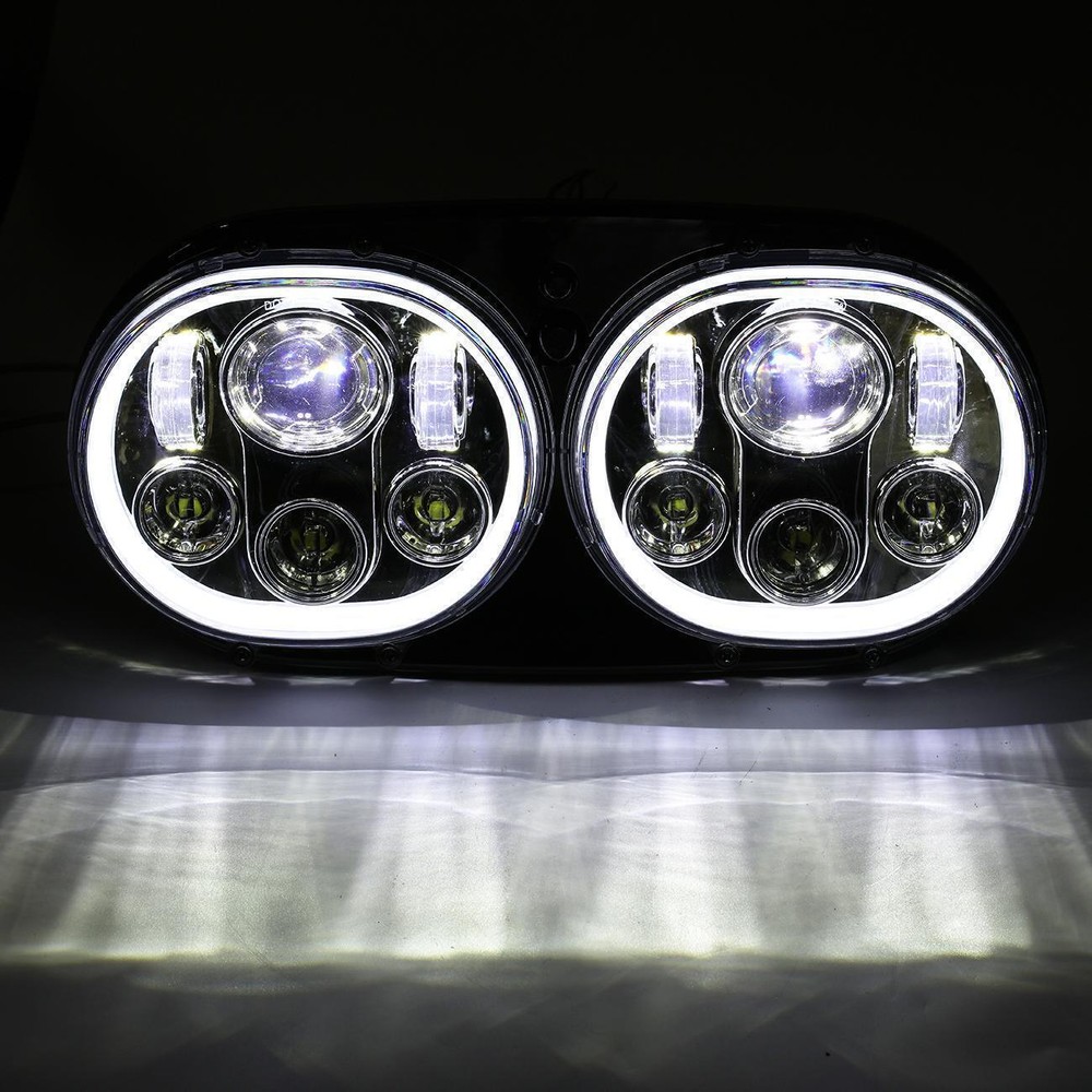 For Harley Road Glide 2004-13 Chrome Dual Projector LED Headlight