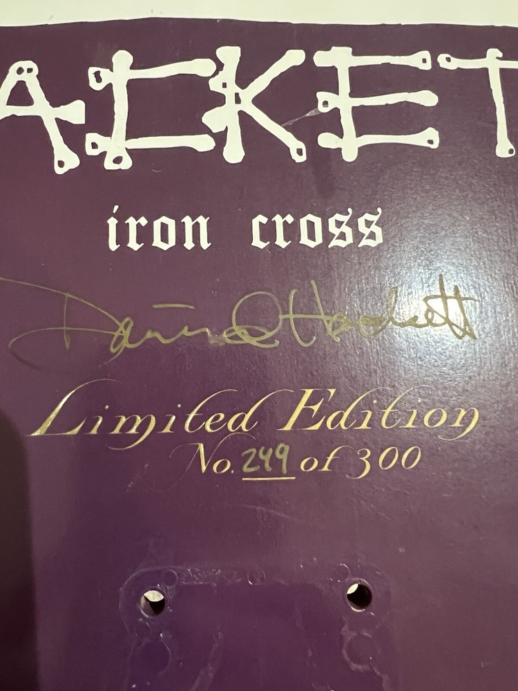 Dave Hackett Signed Iron Cross Death Box Skateboard Deck