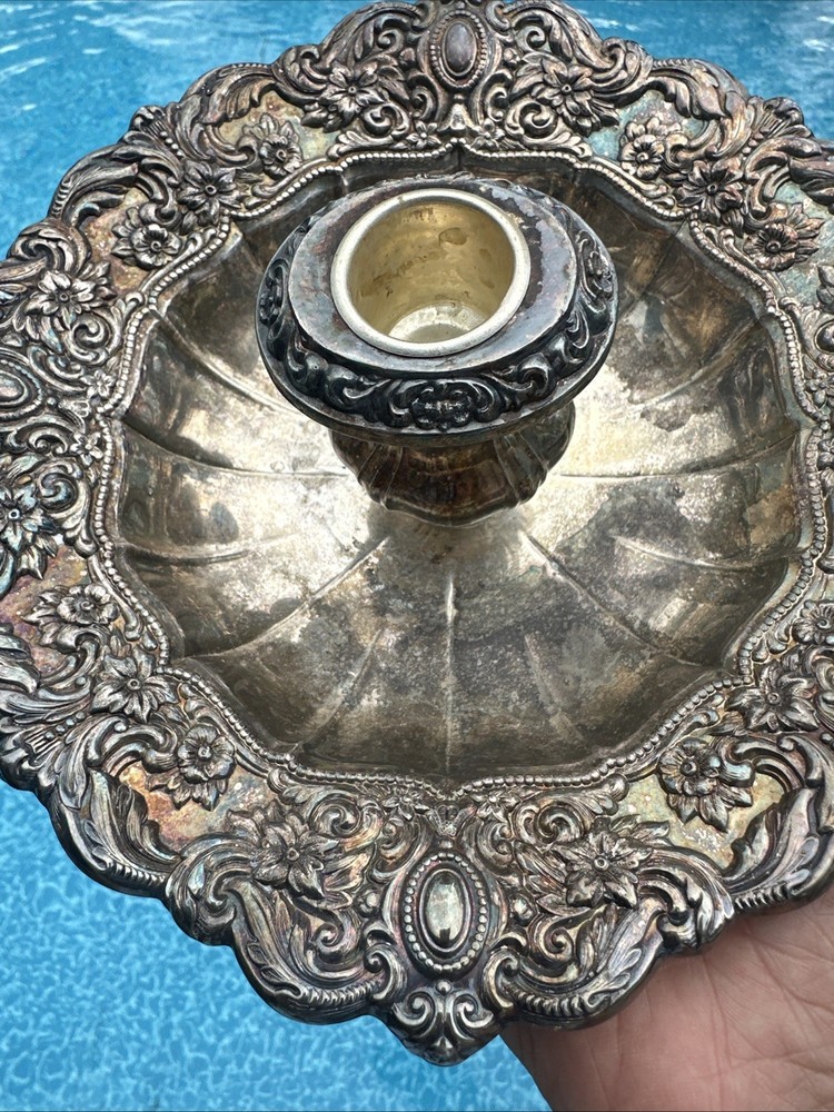 Towle Silversmiths Silver Plate Old Master Pattern Candle Chamberstick Ornate