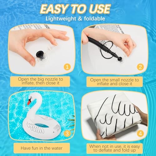 Swan Inflatable Pool Floats, Large Pool Float Water Floaties for Adults, 1