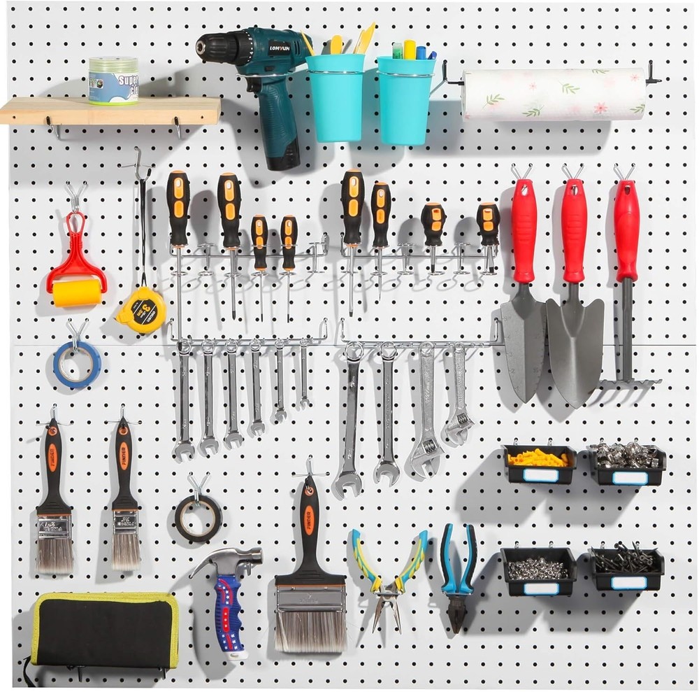 Versatile 107 PCS Pegboard Hooks Set with Rust-Resistant Finish & Storage Bins
