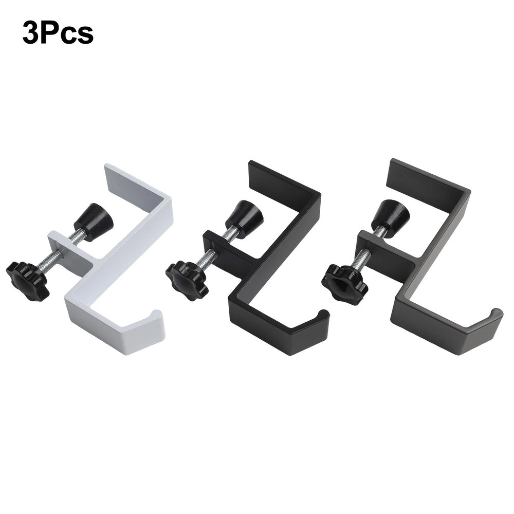 Compact Design Adjustable Clamp Hooks Set of 3 for Desktop Organization