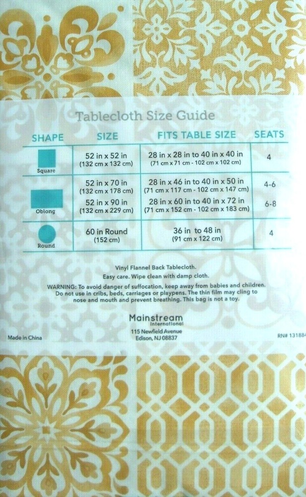 Patchwork Inspire Classics Vinyl Flannel backed Various Size Tablecloth b Elrene