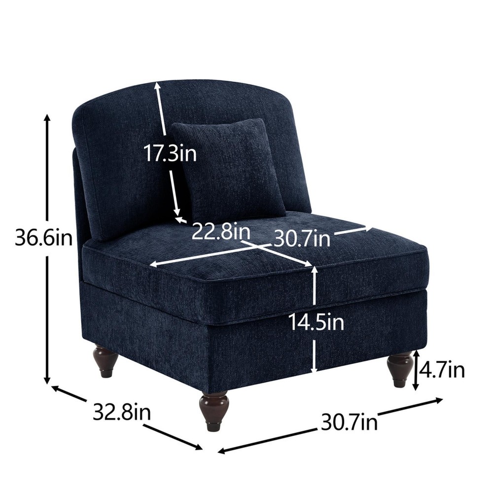 Transformative Chenille Sofa in Blue with High-Density Foam, Ruffled Skirts &