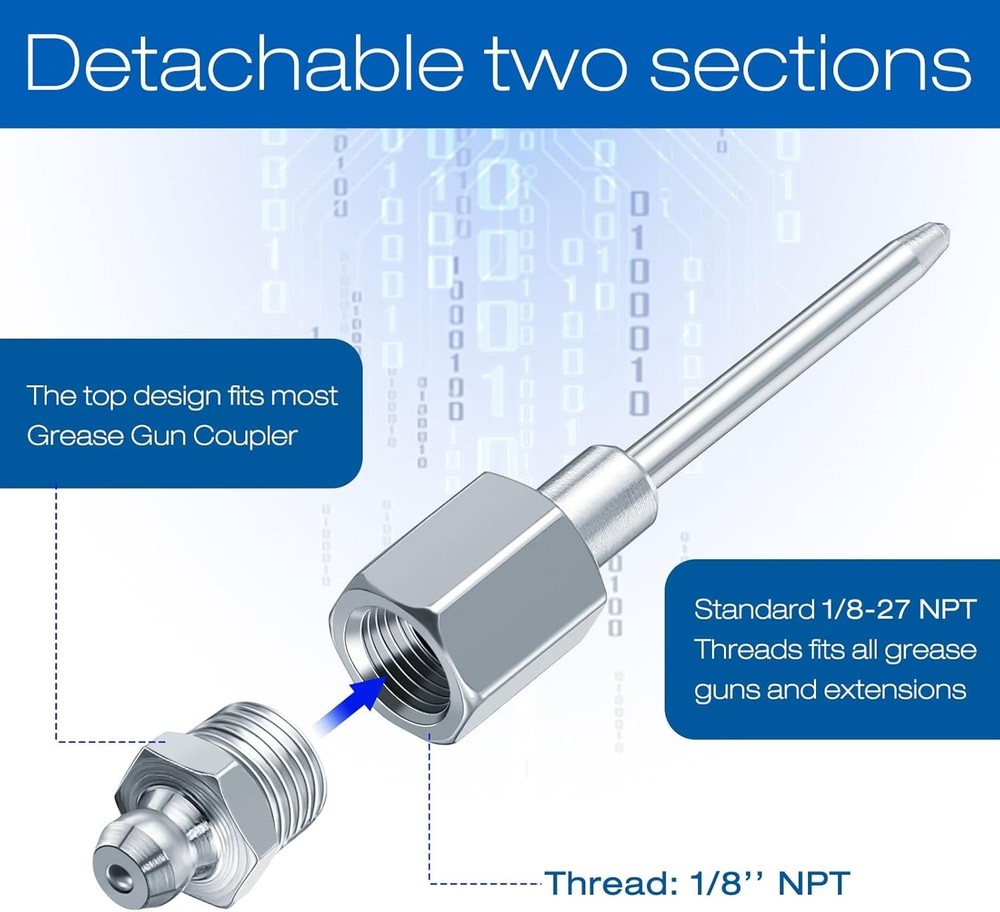Precision Grease Needle Adapter for Easy Application - 1/8 Inch NPT Threads