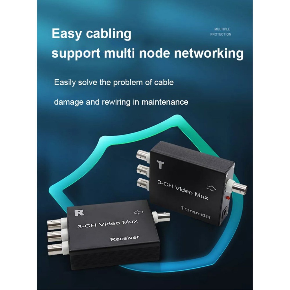 3 Channel Video Multiplexer Analog Camera Extender Receiver&Transmitter DC12V