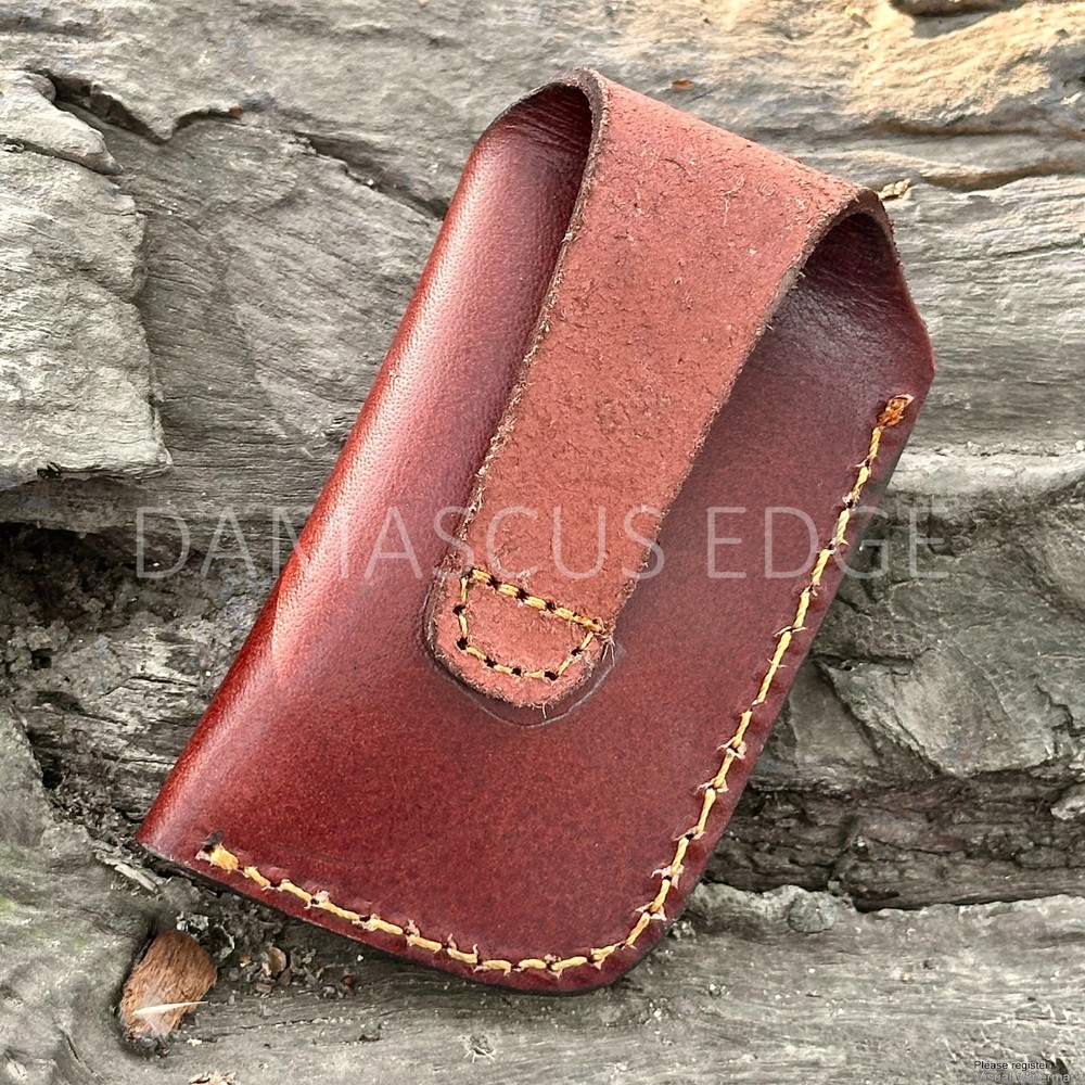 Custom Leather Case for Folding Knife - Pure Cow Hide - Handmade Engraved