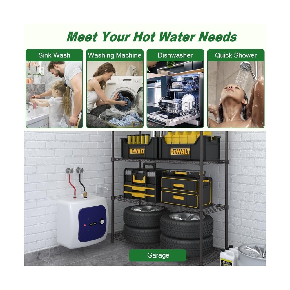 110V-120V 1500W Small Electric Under Sink Tank 8 Gallon Hot Water Heater Stor...