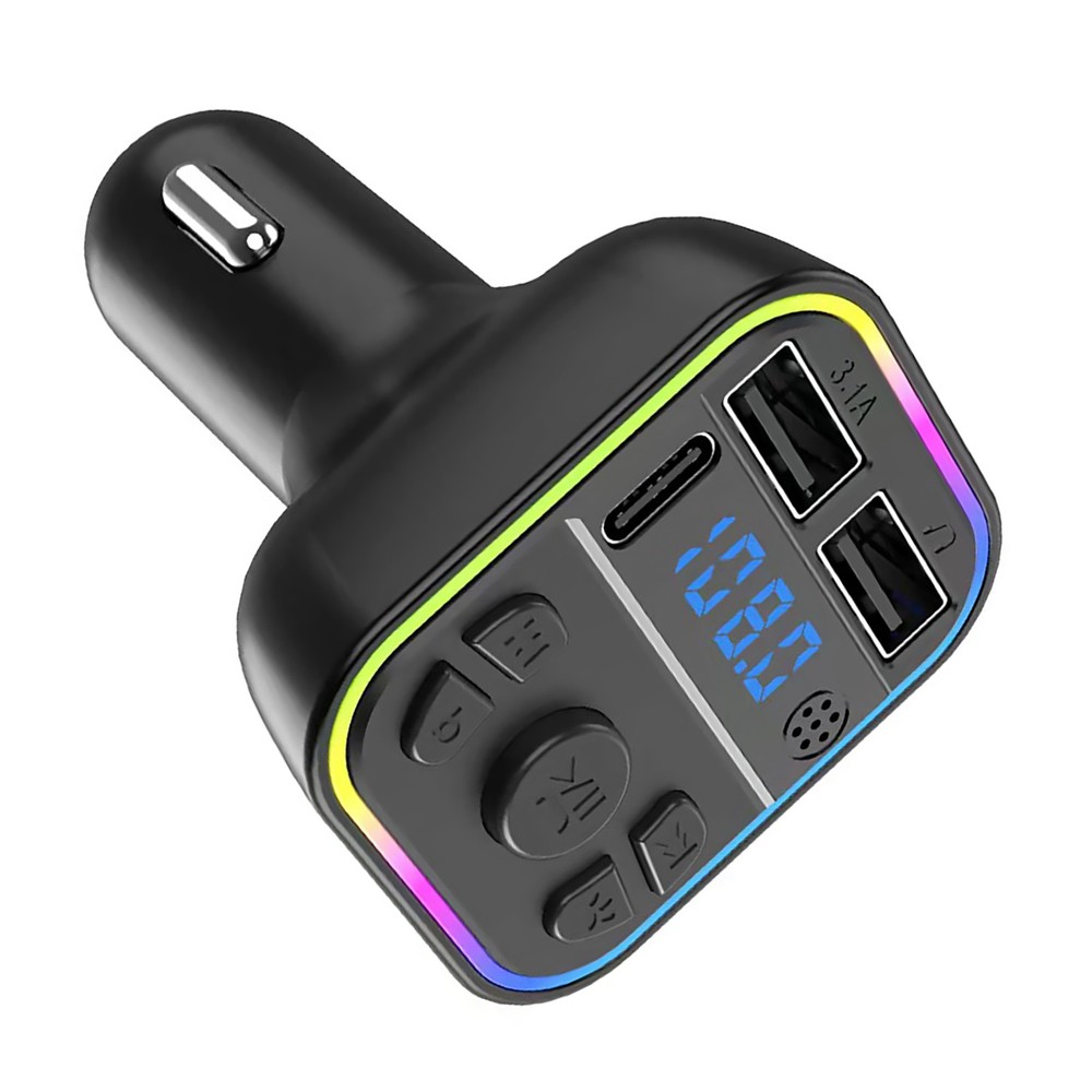 12V-24V Car FM Transmitter Adapter Bluetooth Type-C Dual USB Fast Charger