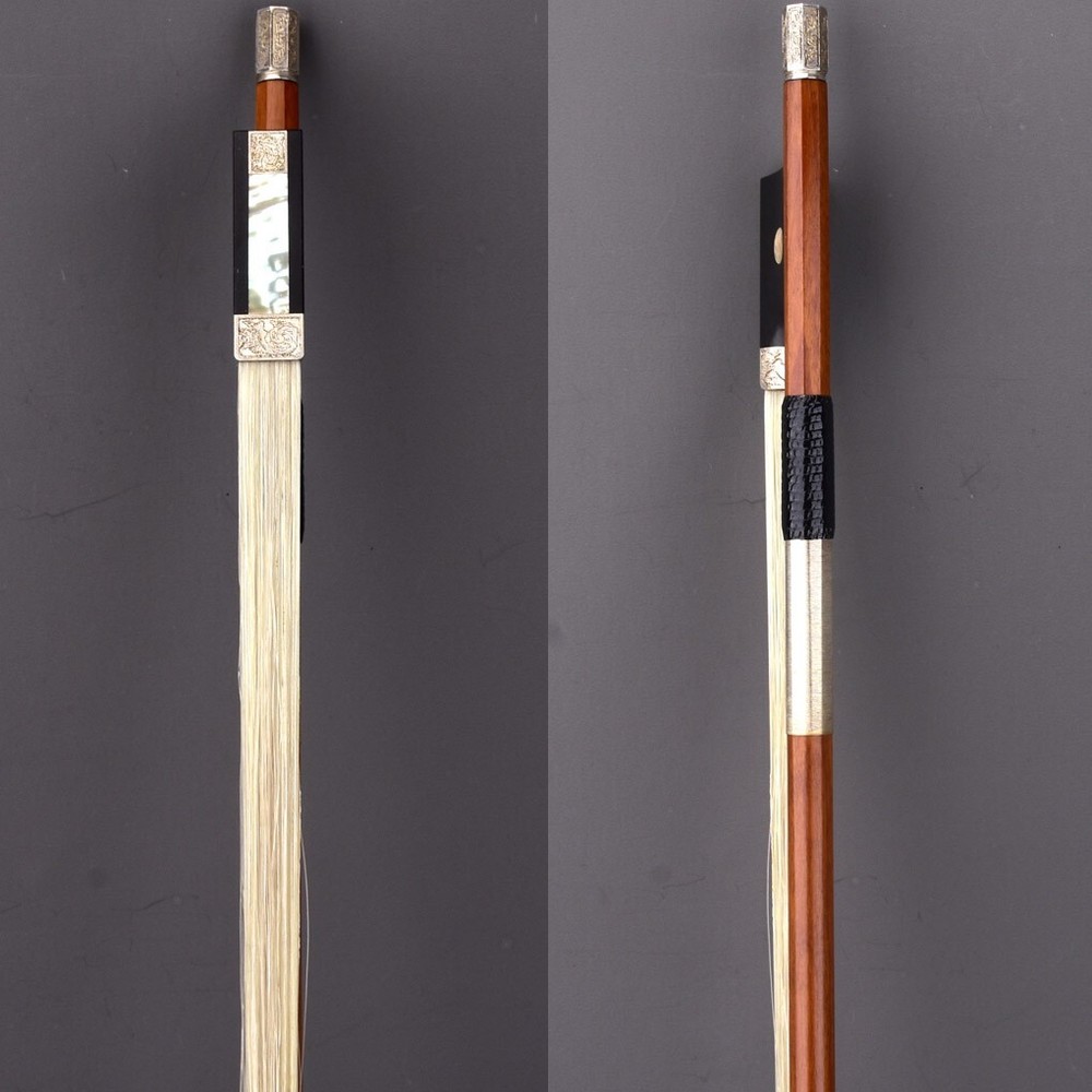 Master E.SARTORY Copy Pernambuco Violin Bow 4/4 Ebony Big Eye Carved Silver Fast
