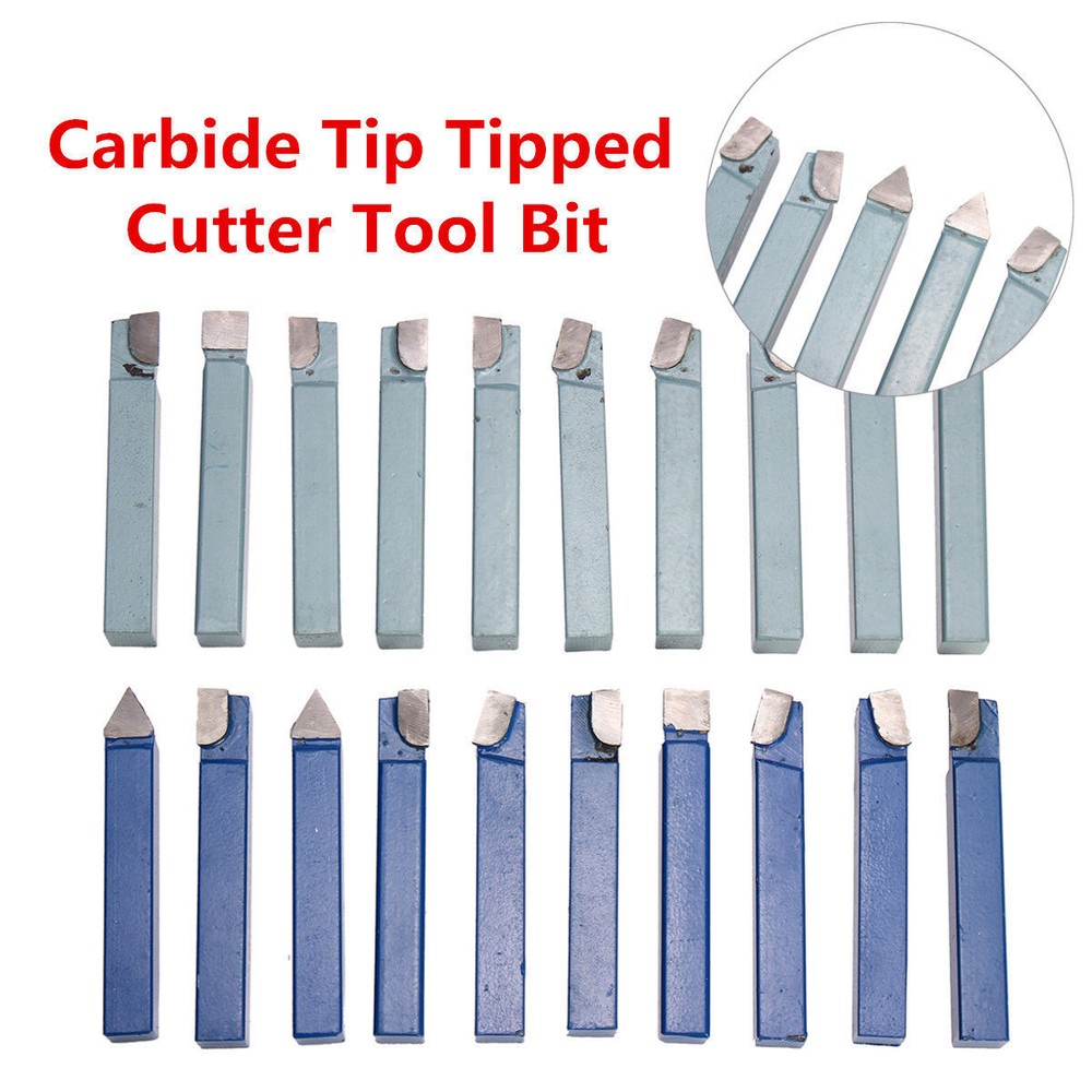 20 PC 1/4" C2 & C6 CARBIDE-TIPPED TOOL BIT SET SINGLE POINT BRAZED LATHE KIT