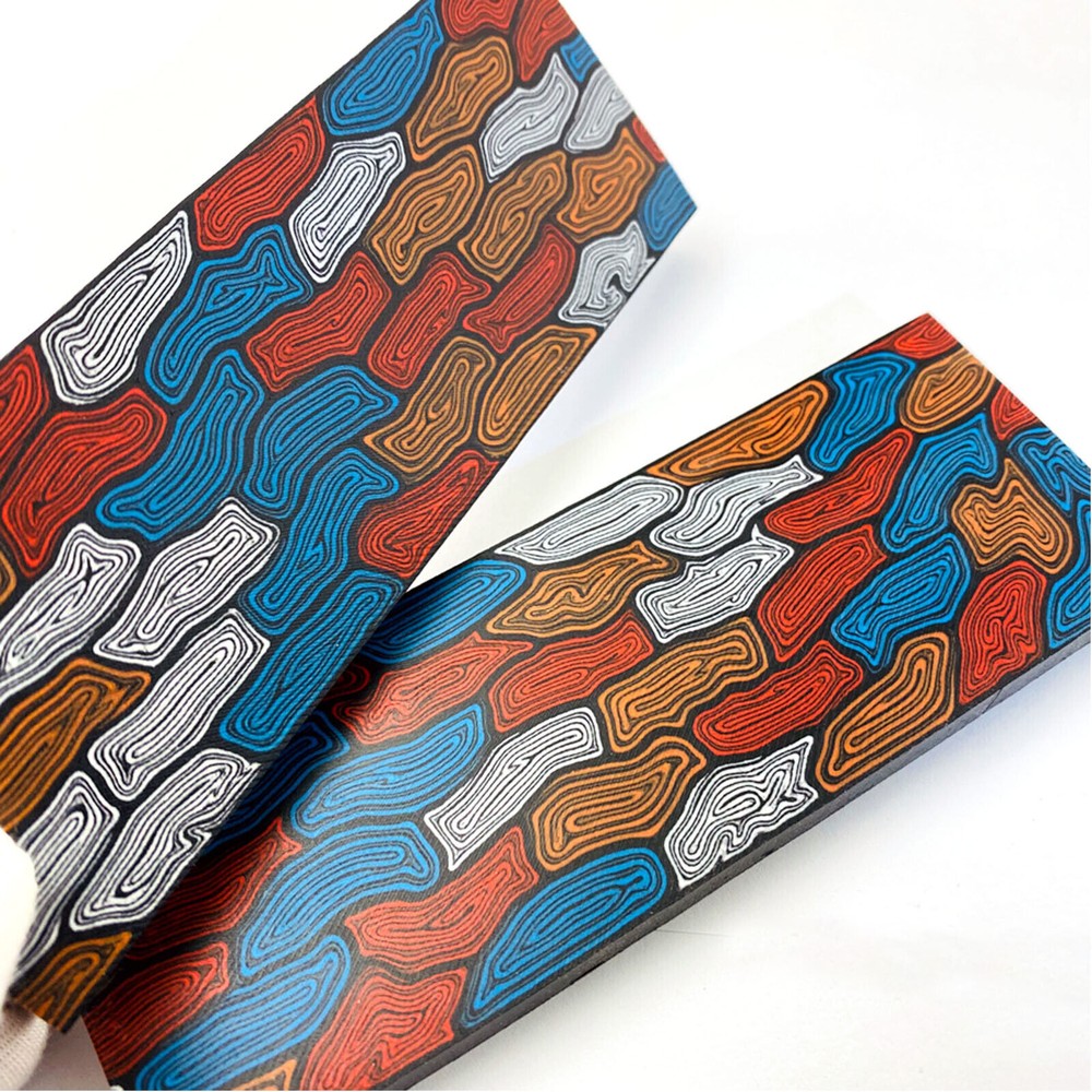 1/2X G10 Damascus Turtle Shell Pattern Knife Material Handle Scale Blanks Supply