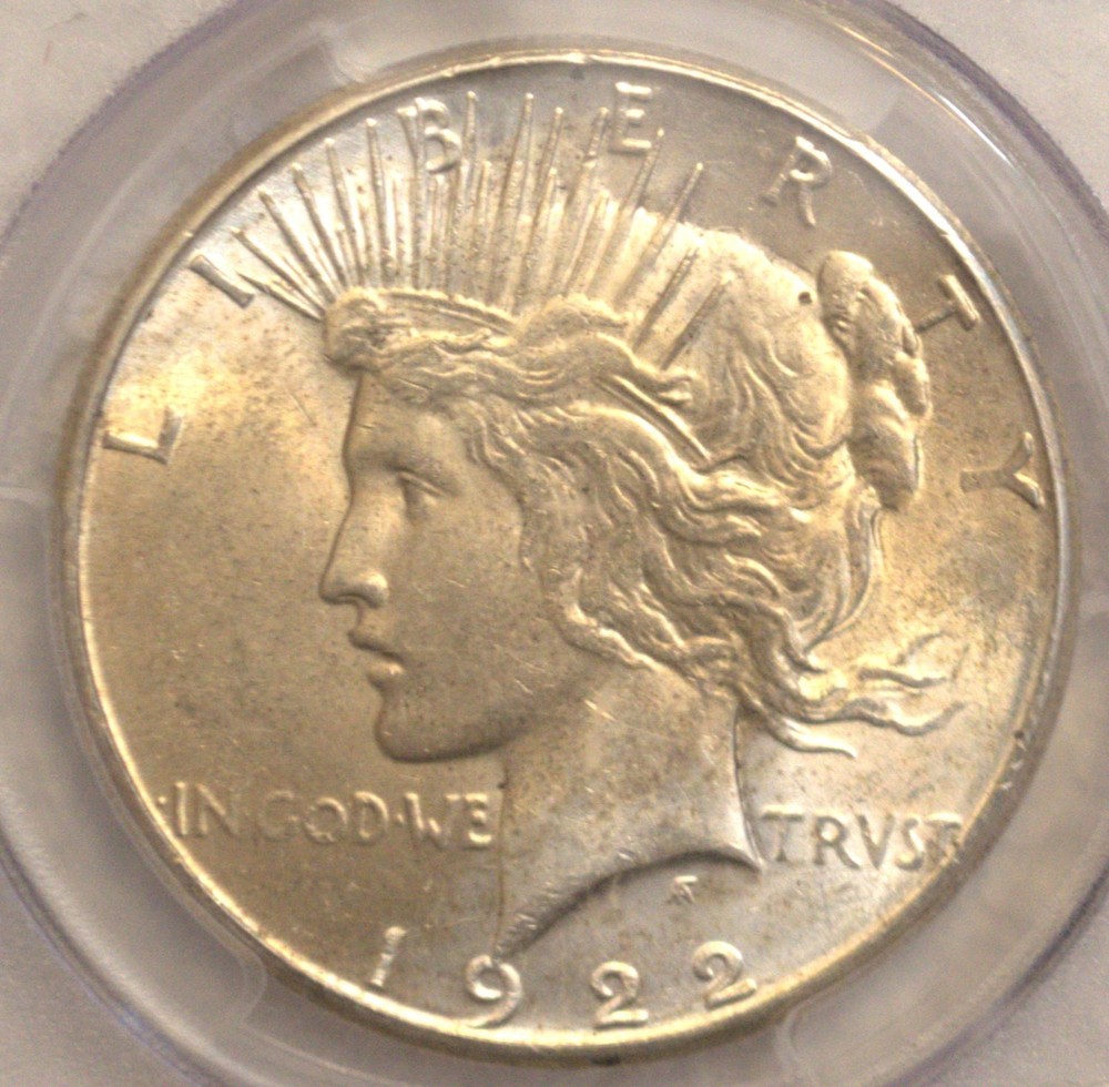 1922-S PCGS MS 62 Peace Silver Dollar Bright White