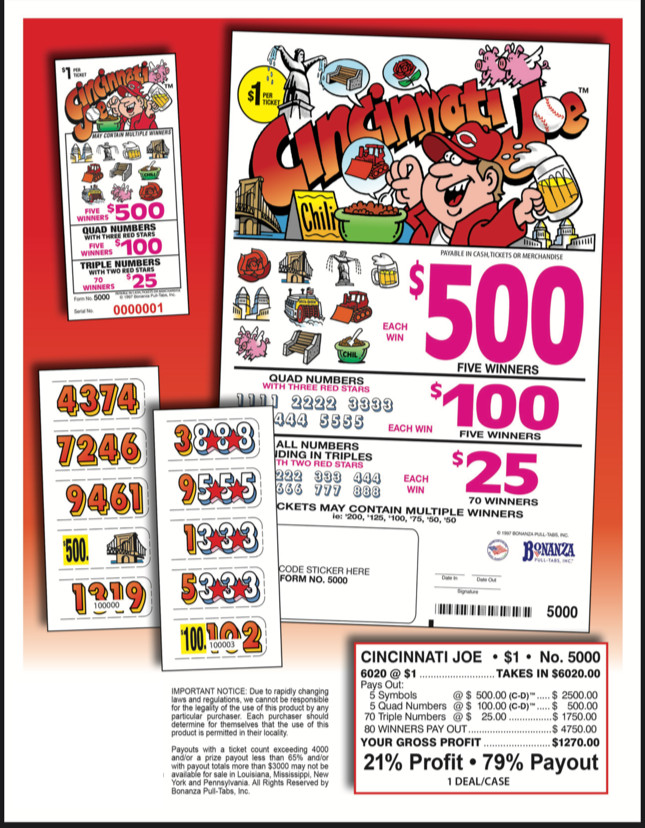Hard Card - Pull Tickets - Tab Holder - Cincinnati Joe