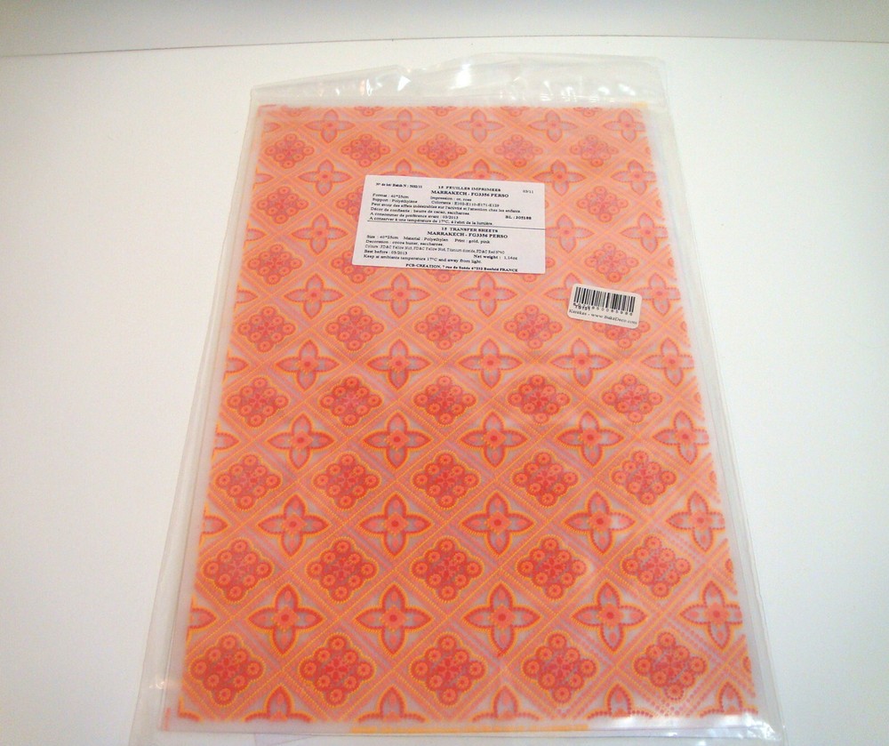P.C.B. Creation Chocolate Transfer Sheets Marrakech FG3356 Perso 15 Sheets