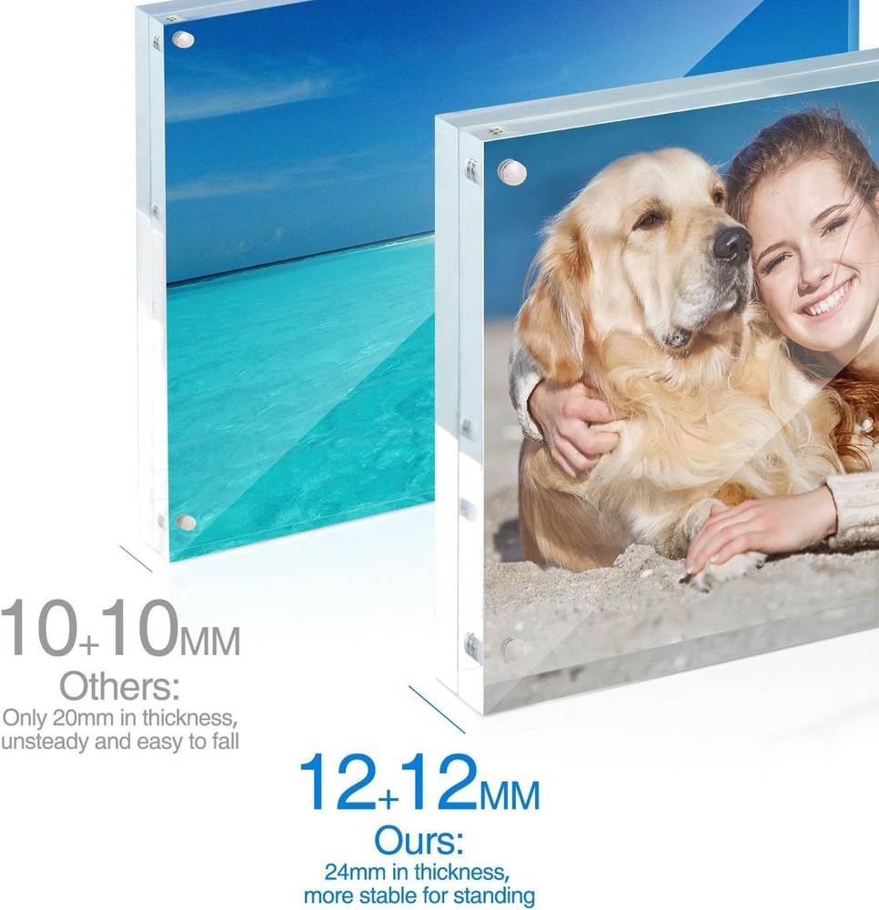 5 Pack 4 x 6 Acrylic Frame, Horizontal Magnet Double Sided 4x6 Picture Frame,...