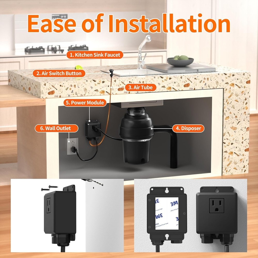 Garbage Disposal Air Switch Kit Waterproof Garbage Disposal Button Kit