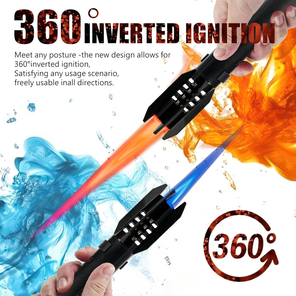 Camping Lighter, Torch Lighter, Straight Flame Bright Fire Refillable Windproof