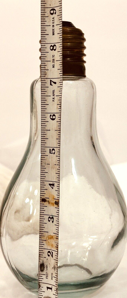 Heavy Thick Glass Light bulb Glass Jar Bottle 9" H