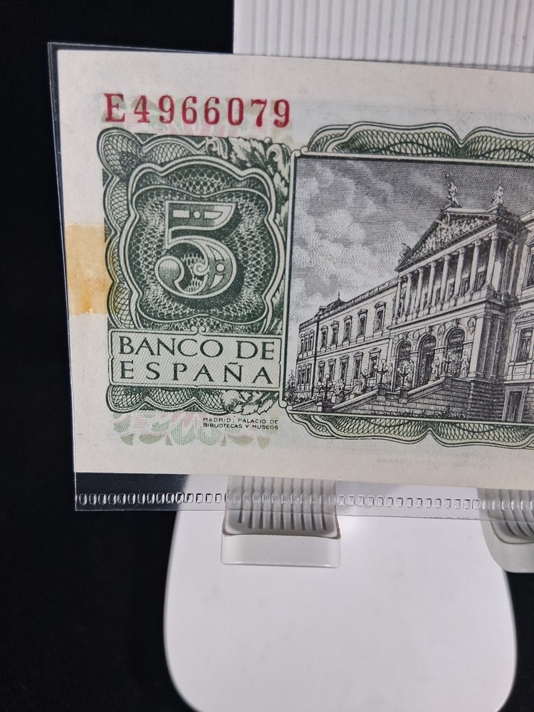 1954 SPAIN 5 PESETAS BANKNOTE V.F