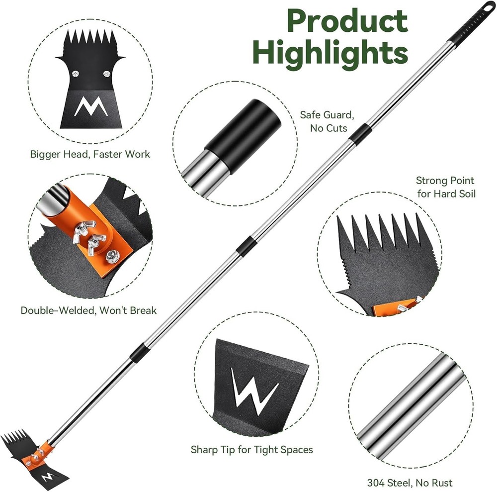 3-in-1 Garden Hoe & Weed Puller with 60" Telescoping Handle + Shears