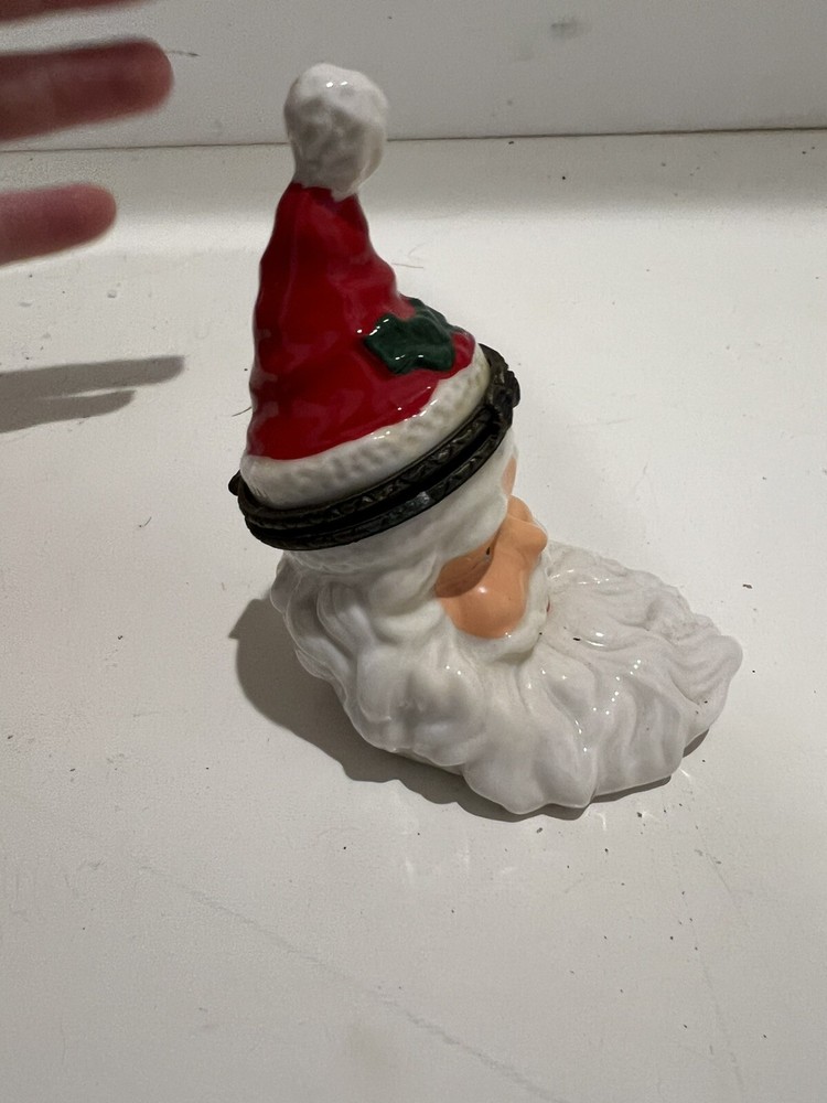 Vtg Santa Trinket Box Hinged 3.5”