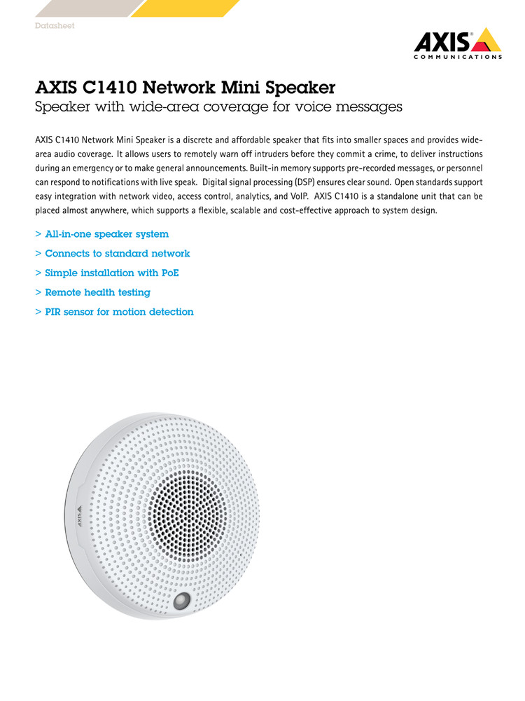Axis Communications C1410 Network Mini Speaker
