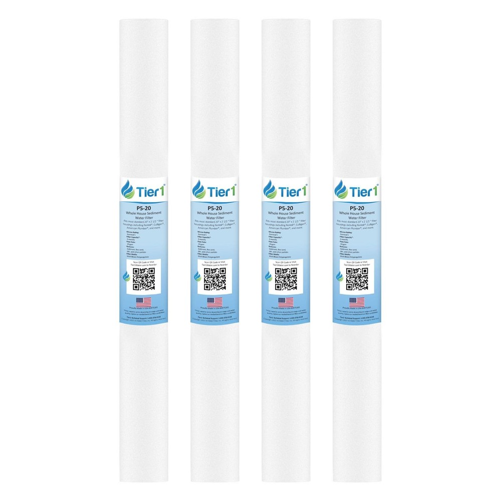 20 x 2.5 Inch P5-20 5 Micron Polypropylene Sediment Water Filter 4 Pack