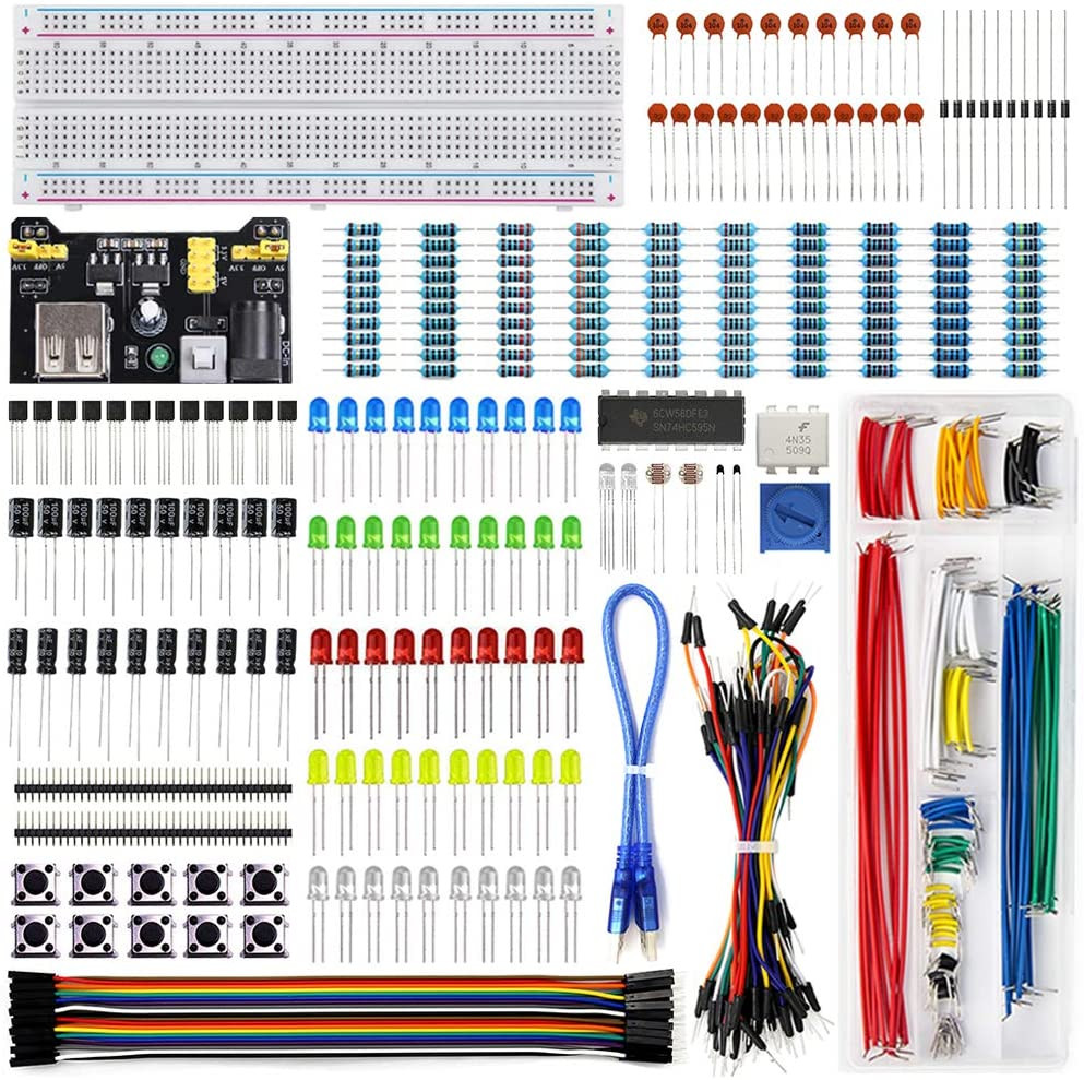 REXQualis Electronics Component Fun Kit 830-Point Breadboard & Power Supply