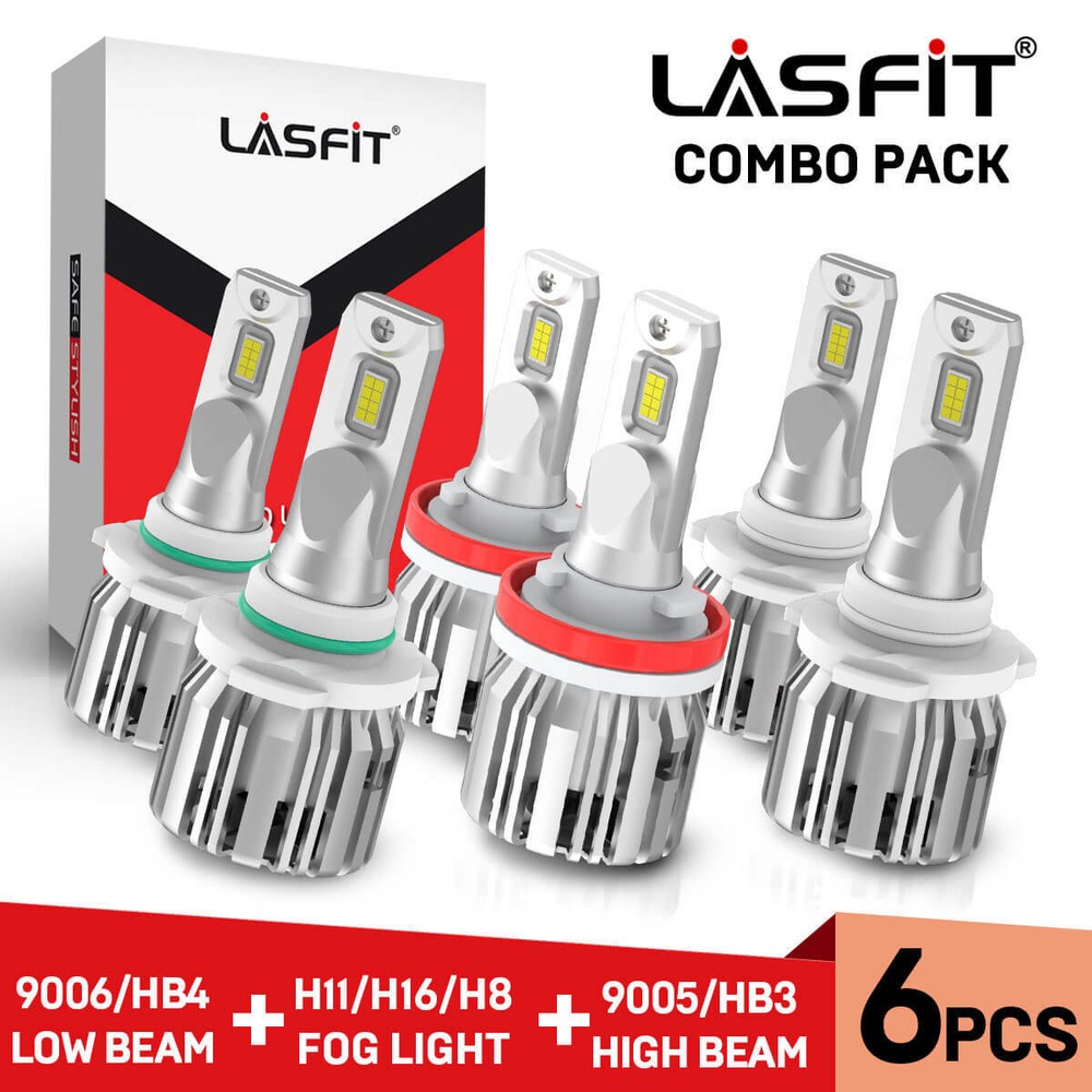 Lasfit Combo 9005+9006+H11 LED Headlight Bulb Fog Driving Light 300% Brighter