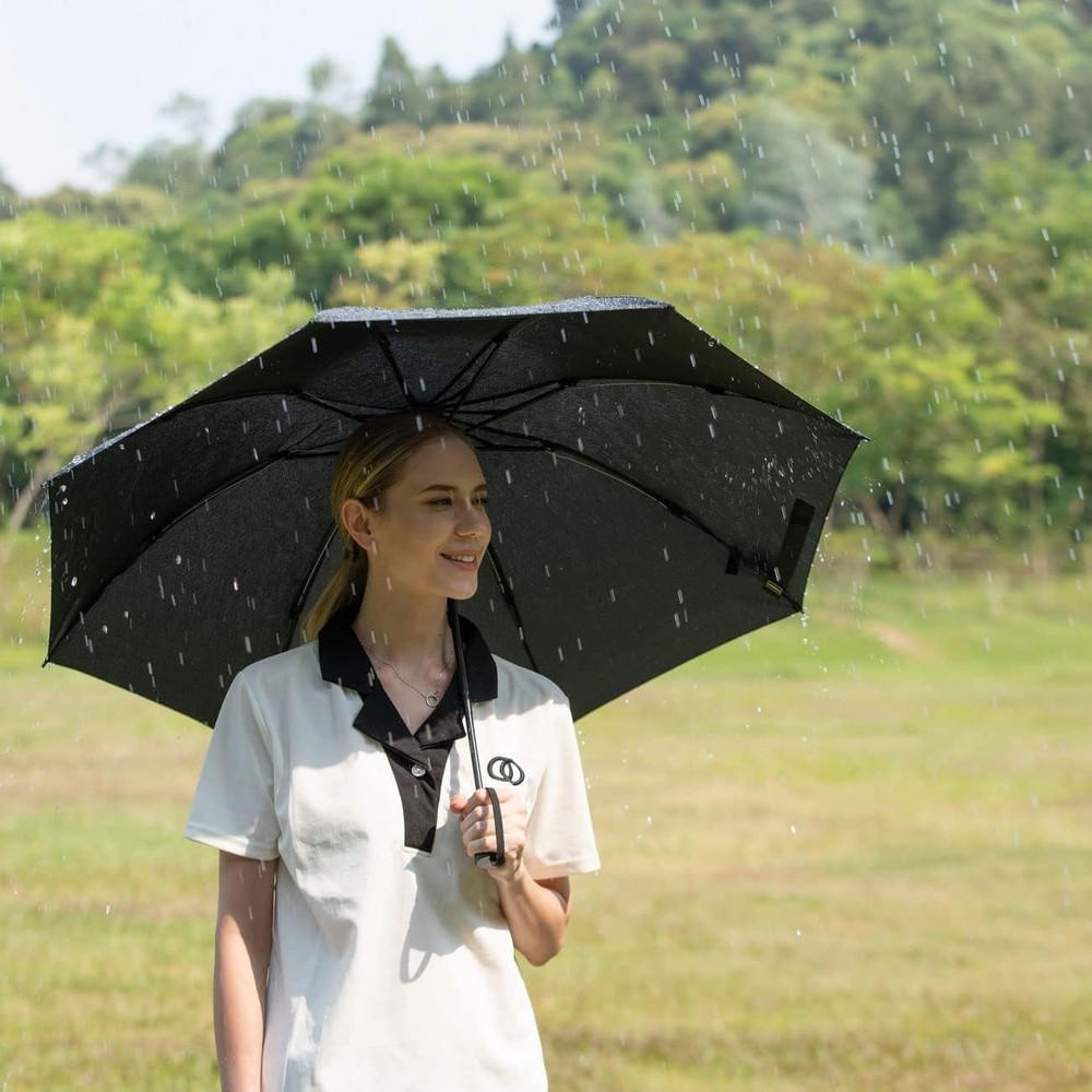 LANBRELLA Compact Reverse Folding Umbrella Auto Windproof 46 INCH, Black