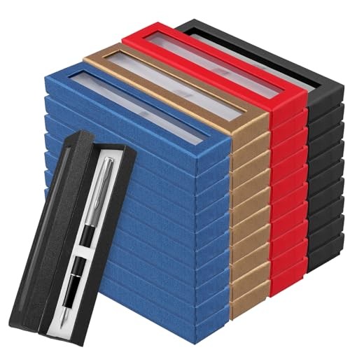 40 PCS Empty Pen Present Box, Colored Pen Presentation Display Box with Clear