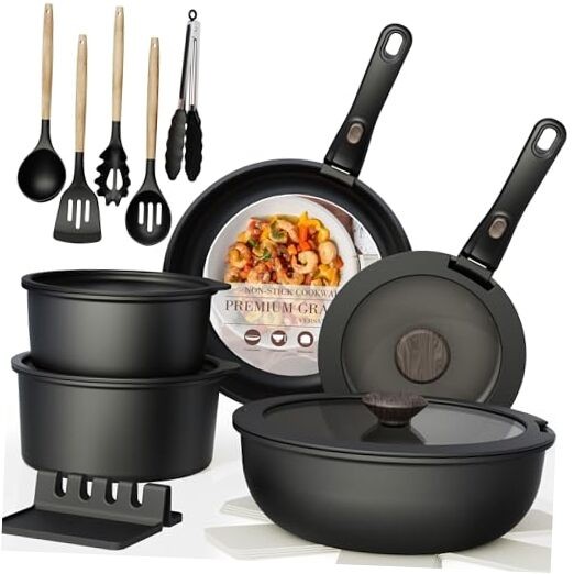 Non Stick RV Pots and Pans Ceramic Kitchen Cookware Set with