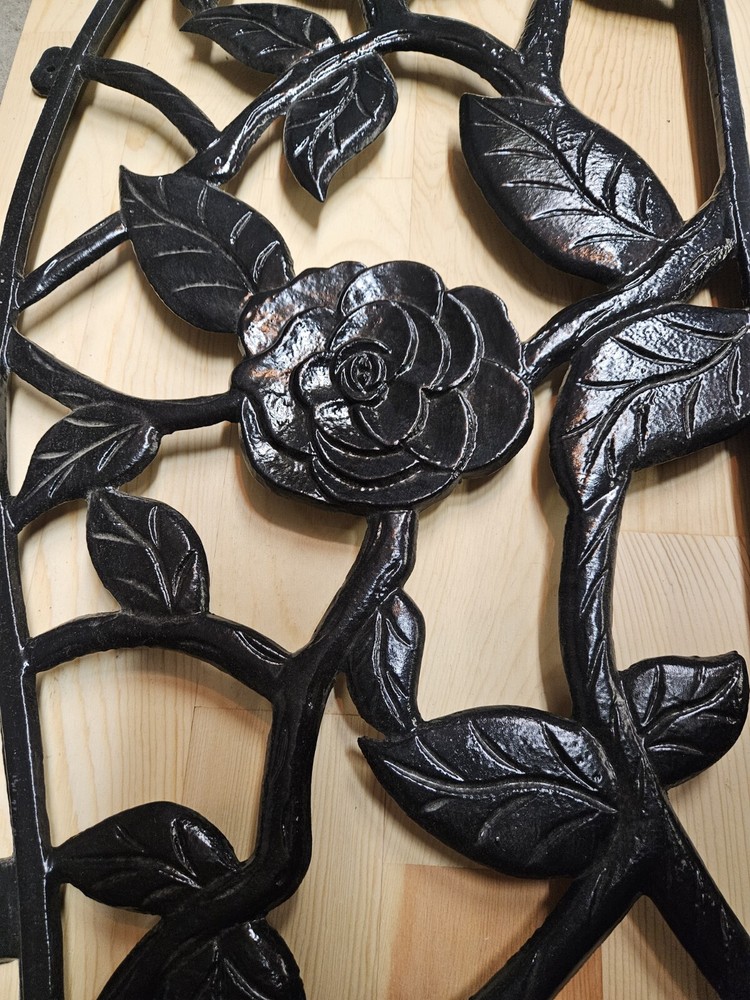 Antique Cast Iron Park Bench Back Roses