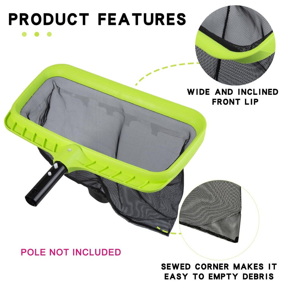 Swimming Pool Leaf Skimmer Net,Reinforced Frame Deep Rake Net